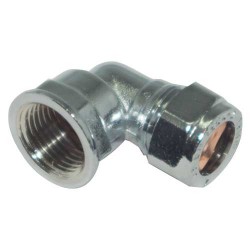Chrome Compression Female Iron Elbow 15mm X 1/2
