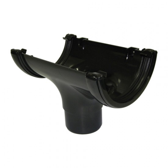 Floplast Half Round Gutter Running Outlet Black