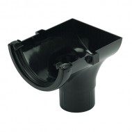 Floplast Half Round Gutter Stop End Outlet Black
