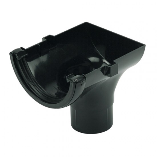 Floplast Half Round Gutter Stop End Outlet Black