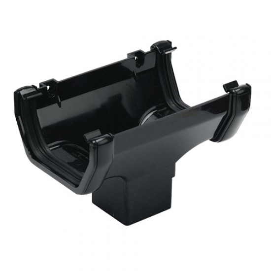 Floplast Square Line Gutter Running Outlet Black