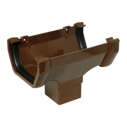 Floplast Square Line Gutter Running Outlet Brown