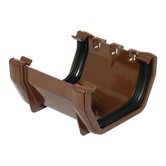 Floplast Square Line Gutter Union Bracket Brown