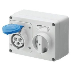 Gewiss 16a 230v Blue Socket + Isolator
