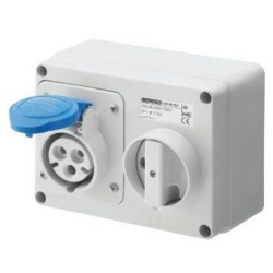 Gewiss 32a 230v Blue Socket + Isolator