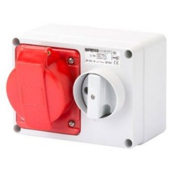 Gewiss 32a 415v Red Socket + Isolator