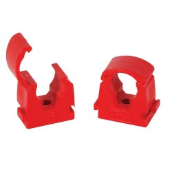 Talon Single Hinged Pipe Clip 15mm RED