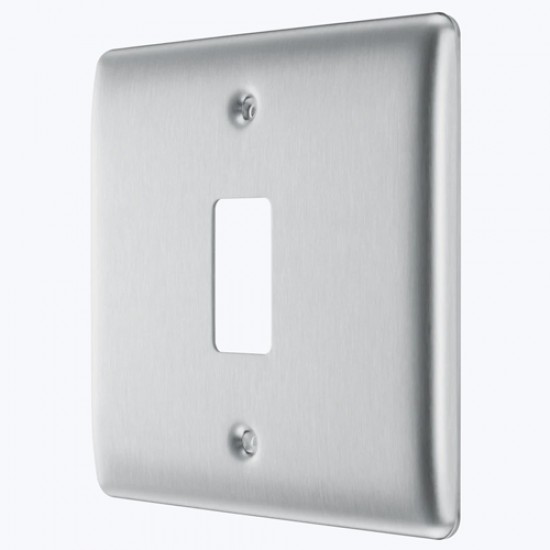 BG Nexus Grid Cover Plate 1G Brushed Steel