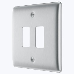 BG Nexus Grid Cover Plate 2G Brushed Steel