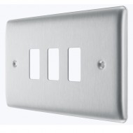 BG Nexus Grid Cover Plate 3G Brushed Steel