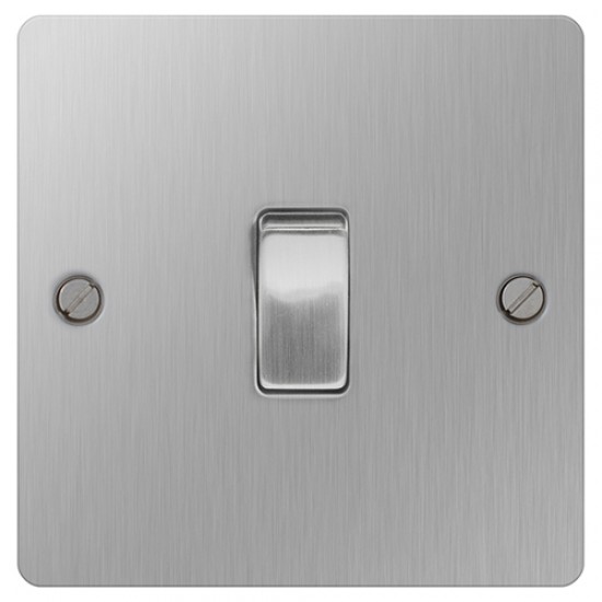 BG Flatplate 1G 2W Switch B/Steel