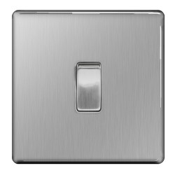 BG Screwless 1G Inter Switch B/Steel