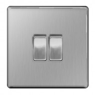 BG Screwless 2G 2W Switch B/Steel