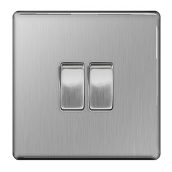BG Screwless 2G 2W Switch B/Steel
