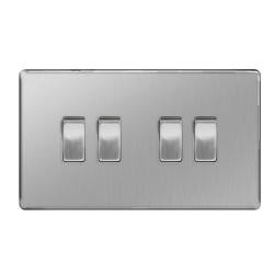 BG Screwless 4G 2W Switch B/Steel