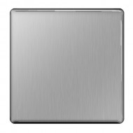 BG Screwless Blank Plate Single B/Steel