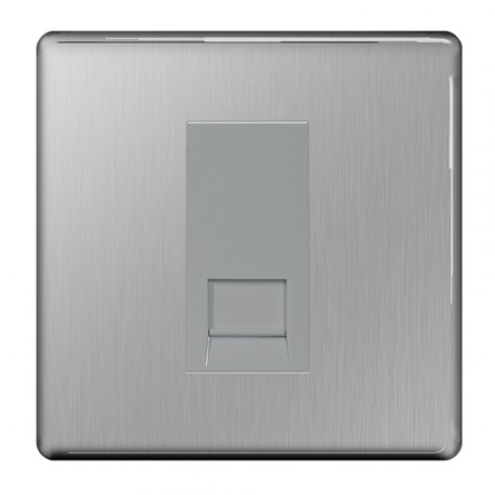 BG Screwless RJ11 Outlet B/Steel