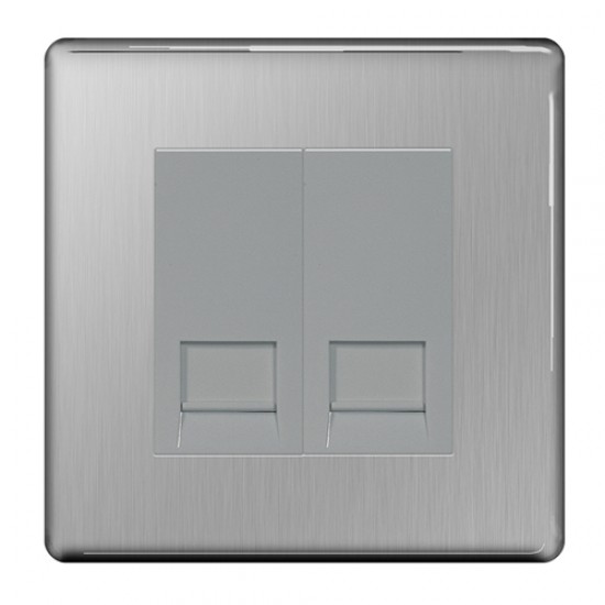 BG Screwless RJ11 Outlet Double B/Steel