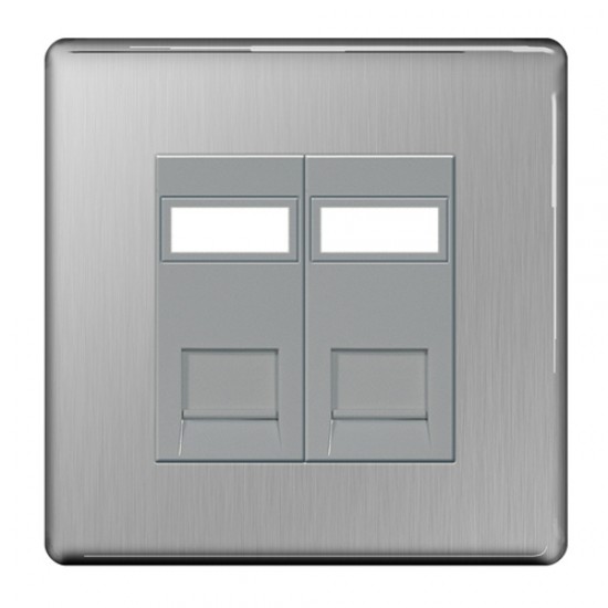 BG Screwless RJ45 Outlet Double B/Steel