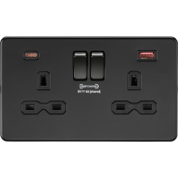 MLA Screwless Double Socket USB+C Matt Black
