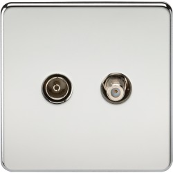MLA Screwless Sat and TV Outlet P/Chrome