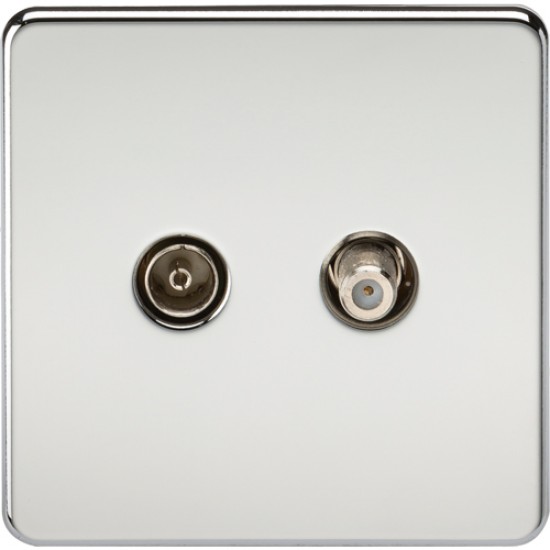 MLA Screwless Sat and TV Outlet P/Chrome