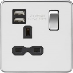 MLA Screwless Single Socket USB P/Chrome