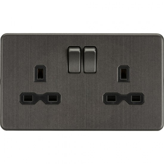 MLA Screwless Double Socket Matt White