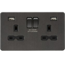 MLA Screwless Double Socket USB Matt White