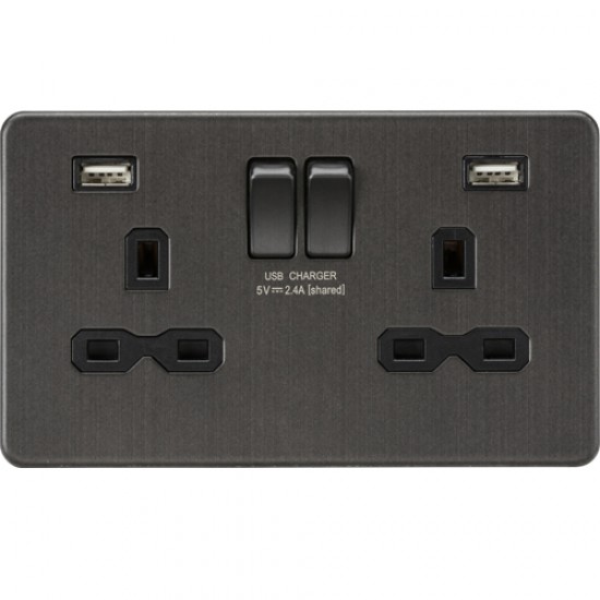 MLA Screwless Double Socket USB Matt White