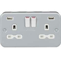 MLA Metal Clad 2 Gang 13A Socket Outlet With USB