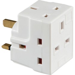 Adaptor 3 Way 13A Fused White