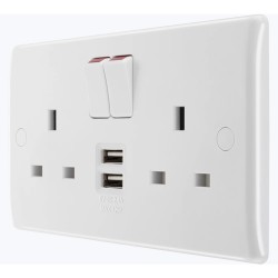 BG Curved Switched Socket Double 13Amp USB