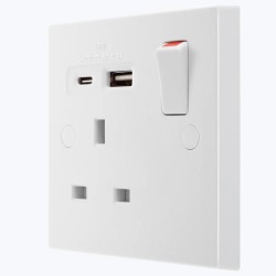 BG Switched Socket 1Gang 13Amp USB Outlet