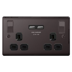 BG Nexus B/Nickel Socket Switched 13Amp 2G USB B/I