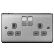 BG Nexus B/Steel Socket 2G 13Amp G/I