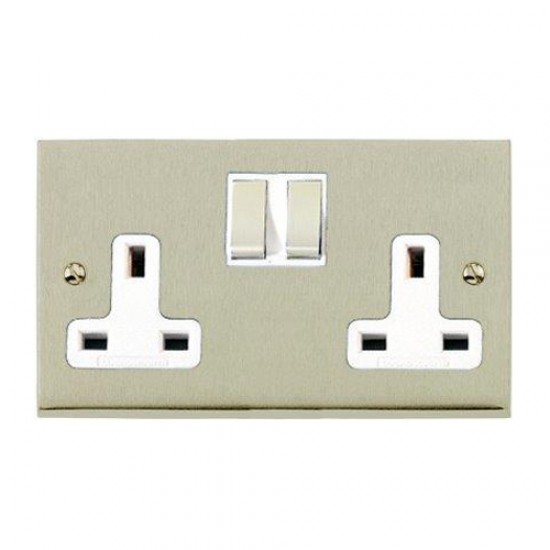 Heritage Switched Socket 13Amp 2G S/Nickel