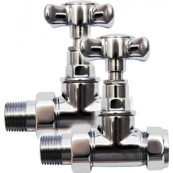 Traditional Radiator Valves Chrome Straight