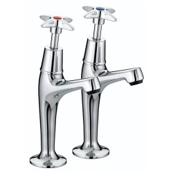 Bristan Cross Head HiNeck Pillar Taps Chrome