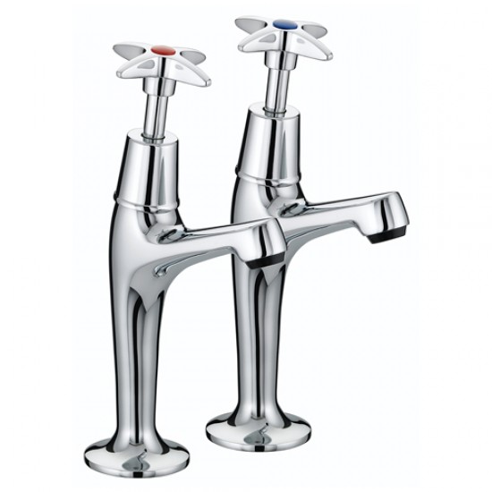 Bristan Cross Head HiNeck Pillar Taps Chrome