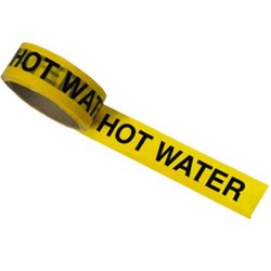 Warning Tape Yellow Hot Water