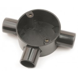 Univolt PVC 25mm Tee Box Black