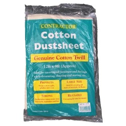 Cotton Dust Sheet 9' x 12' White