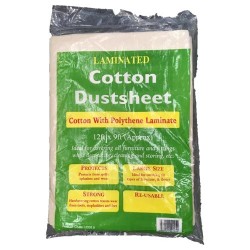 Cotton Dust Sheet 9' x 12' White Laminated